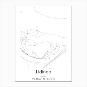 Lidingo,Sweden Minimalist Map Canvas Print