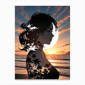 Sunset Portrait Of A Woman Canvas Print