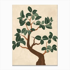 Banyan Tree Minimal Japandi Illustration 1 Canvas Print