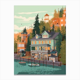 Seattle United States Travel Illustration 4 Canvas Print