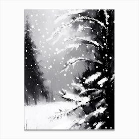 Snowfall, Snowflakes, Black & White 2 Canvas Print