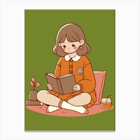 Girl Reading A Book Canvas Print