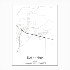 Katherine,Australia Minimalist Map Canvas Print