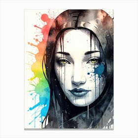 Girl With Rainbow Hair Canvas Print