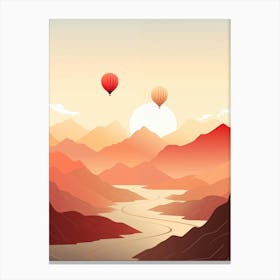 Landscape With Hot Air Balloons Canvas Print