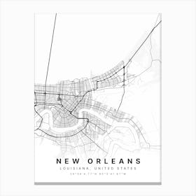 New Orleans Louisiana USA White Map Stampe su tela