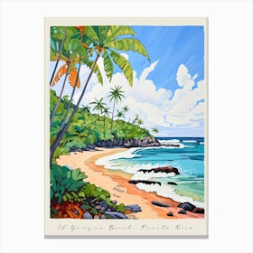 Poster Of El Yunque Beach, Puerto Rico, Matisse And Rousseau Style 2 Canvas Print