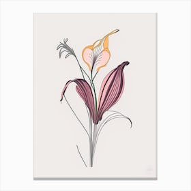 Lilium Floral Minimal Line Drawing 5 Flower Canvas Print