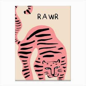 Rawr Pink Tiger Beige  Canvas Print