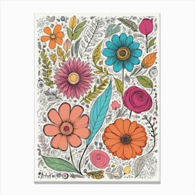 Floral Doodle 1 Canvas Print