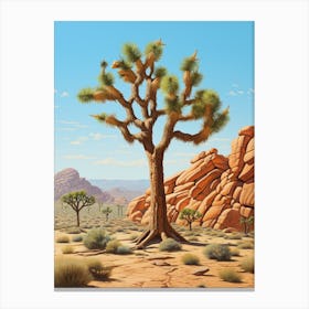 Joshua Tree In Mountain Foothill In South Western Style (4) Canvas Print