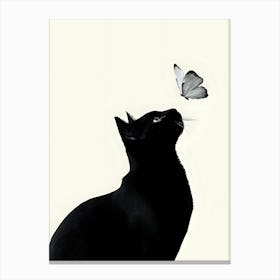 Black Cat With Butterfly Canvas Print