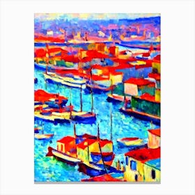 Port Of Izmir Turkey Brushwork Painting harbour Canvas Print