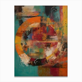 Circle of life, Abstract Collage In Pantone Monoprint Splashed Colors Canvas Print