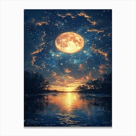 Full Moon Over Water 5 Canvas Print