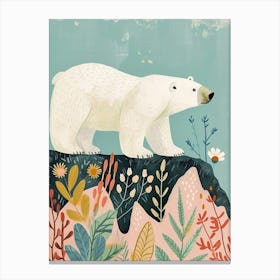 Polar Bear Walking On A Mountrain Storybook Illustration 2 Canvas Print