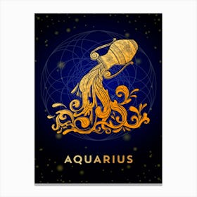 Aquarius Zodiac Sign — Zodiac golden sign Canvas Print