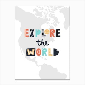 Explore The World Map Kids Canvas Print