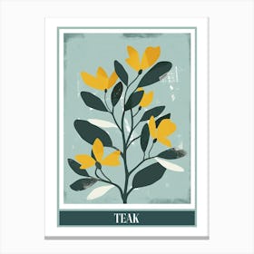 Teak Tree Flat Illustration 1 Poster Canvas Print