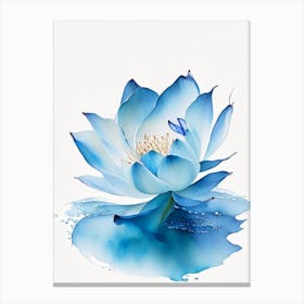 Blue Lotus Watercolour 6 Canvas Print