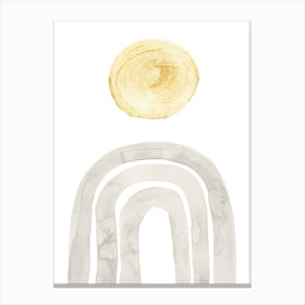 Gray Rainbow and yellow sun Canvas Print