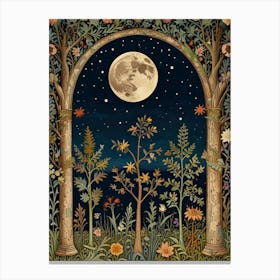 Moonlight In The Garden Style William Morris 1 Canvas Print