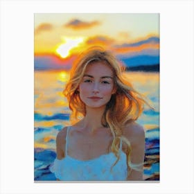 Sunset Portrait Of A Woman Canvas Print