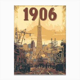 Aihrgdesign A Vintage Poster Depicting The Rebuilding Of San 3 Canvas Print