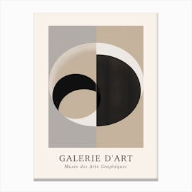 Galerie D'Art Abstract Geometric Circle Beige And Black 4 Canvas Print