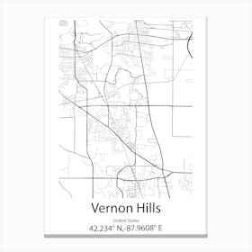 Vernon,Canada Minimalist Map Canvas Print