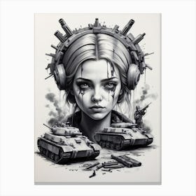 'The Girl With Tanks' Canvas Print