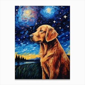 Golden Retriever At Night Canvas Print