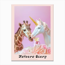 Toy Unicorn & Giraffe Pastel Poster Canvas Print