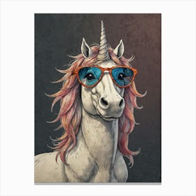 Unicorn With Sunglasses Canvas Print