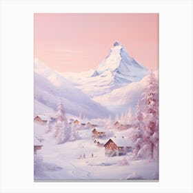 Dreamy Winter Painting Zermatt Switzerland 2 Canvas Print