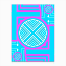 Geometric Glyph in White and Bubblegum Pink and Candy Blue n.0083 Canvas Print
