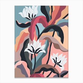 Abstract Flowers and Leaves Canvas Print