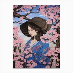 Cherry Blossoms Japanese Style Illustration 7 Canvas Print
