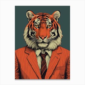 Tiger Illustrations Wearing A Business Suite 2 Canvas Print