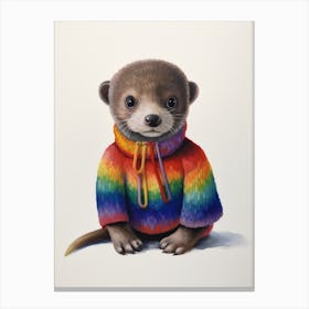 Baby Animal Wearing Sweater Otter 2 Canvas Print