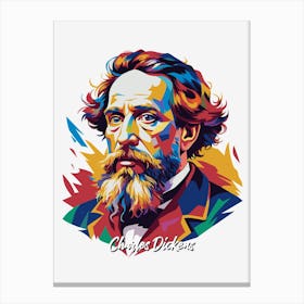 Charles Dickens 1 Portrait WPAP Pop Art Canvas Print