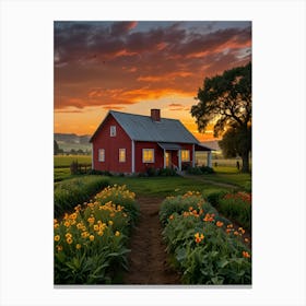 Sunset At The Farm Canvas Print