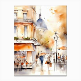 Watercolor Of Paris Canvas Print