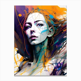 Abstract Girl Portrait Painting Canvas Print
