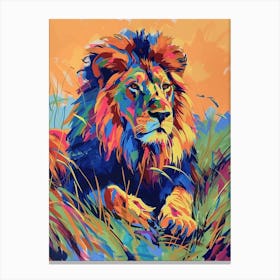 Transvaal Lion Lion In Different Seasons Fauvist Painting 4 Canvas Print