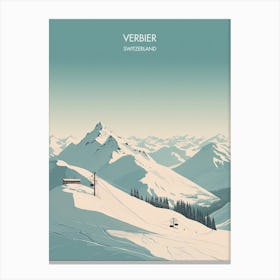 Poster Of Verbier   Switzerland, Ski Resort Illustration 2 Canvas Print