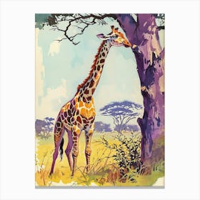 Giraffe Scratching Against The Tree Portrait 1 Canvas Print