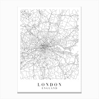 London England Street Map Minimal Canvas Print