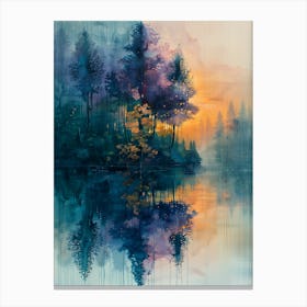 Sunset In The Forest Canvas Print