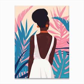 Afro-American Woman In White Dress Canvas Print